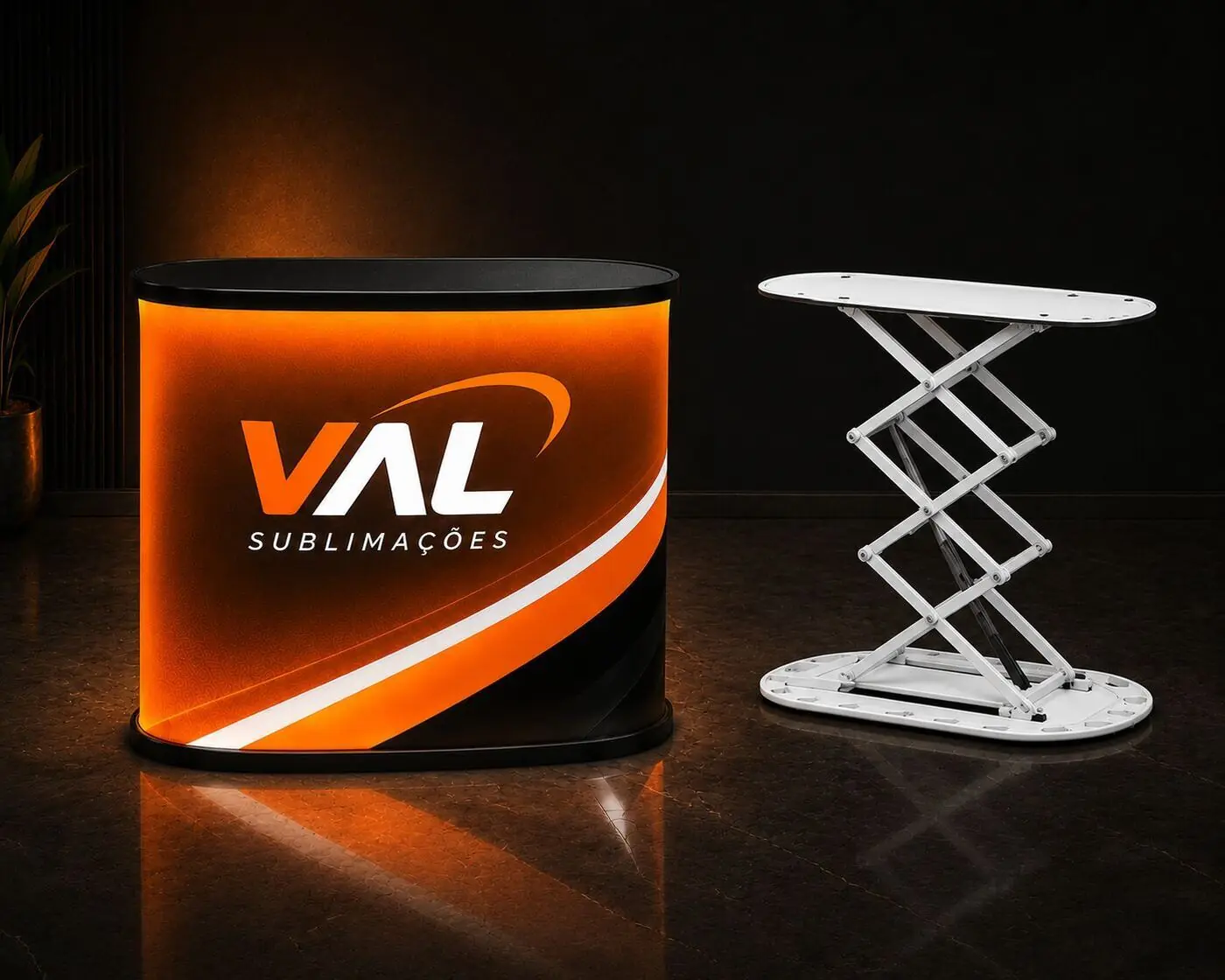 Balcão Com Iluminação Led Retratil